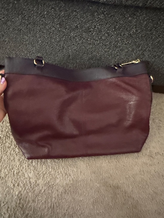 Coach Tyler Colorblock Pebbled Leather Tote in burgundy and purple - Picture 10 of 14